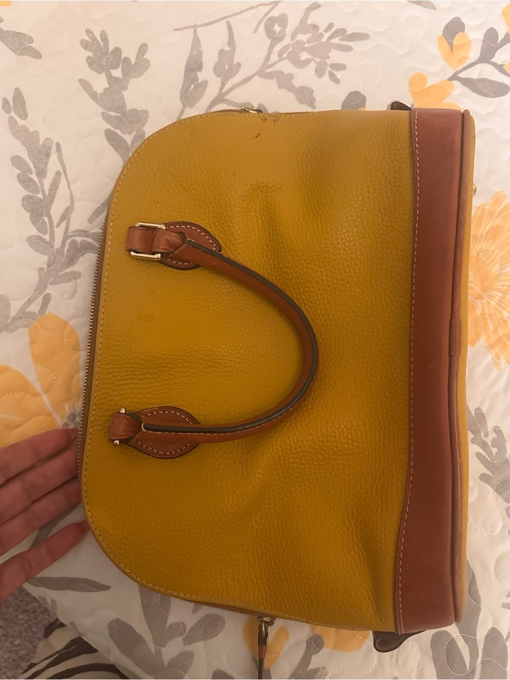 Dooney & Bourke Yellow and Brown Dome Satchel used excellent condition $100 OBO - Picture 5 of 14